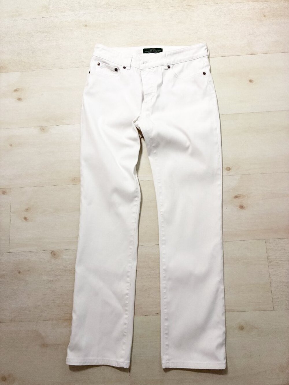 Lauren Ralph Lauren Heritage Mid-Rise Straight-Leg Jeans White Size 33 (12-14)